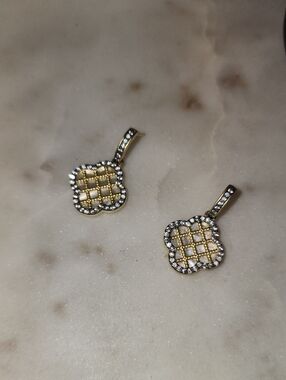 Frieda Rothman Gold Pave Drop Earrings | Retail $325